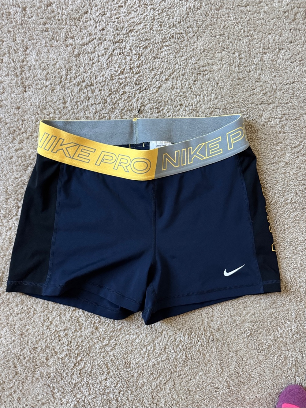 Nike Navy and Gold Pro Compression Shorts